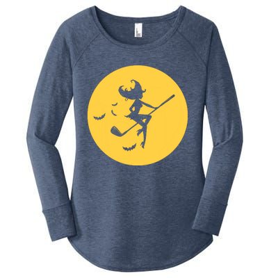 Funny Halloween Witch Golf Stick Golfer Golfing Premium Women's Perfect Tri Tunic Long Sleeve Shirt