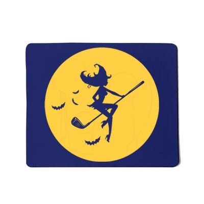 Funny Halloween Witch Golf Stick Golfer Golfing Premium Mousepad