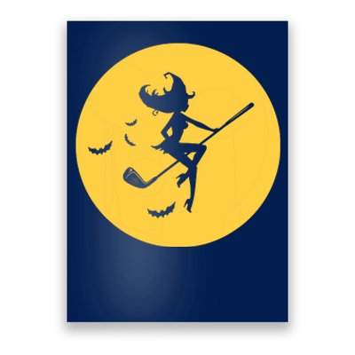 Funny Halloween Witch Golf Stick Golfer Golfing Premium Poster