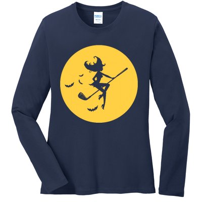 Funny Halloween Witch Golf Stick Golfer Golfing Premium Ladies Long Sleeve Shirt