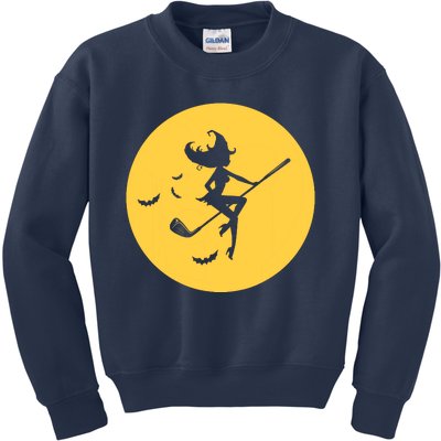 Funny Halloween Witch Golf Stick Golfer Golfing Premium Kids Sweatshirt