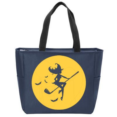 Funny Halloween Witch Golf Stick Golfer Golfing Premium Zip Tote Bag