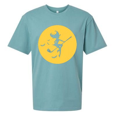 Funny Halloween Witch Golf Stick Golfer Golfing Premium Sueded Cloud Jersey T-Shirt