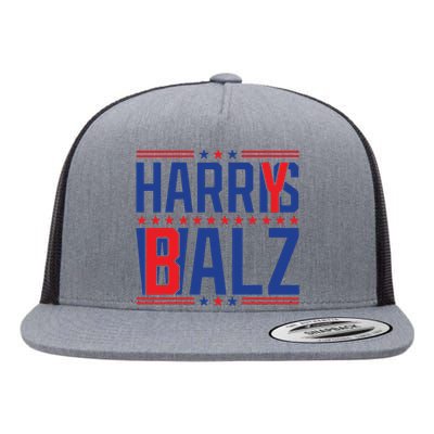 Funny Harris Walz 24 Harry Balz 2024 Meme Democratics Vote Flat Bill Trucker Hat