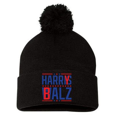 Funny Harris Walz 24 Harry Balz 2024 Meme Democratics Vote Pom Pom 12in Knit Beanie