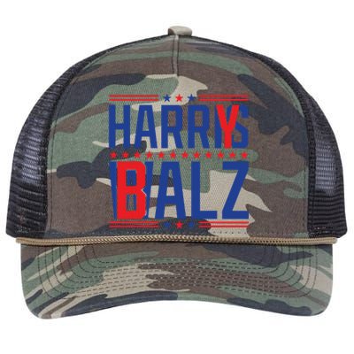 Funny Harris Walz 24 Harry Balz 2024 Meme Democratics Vote Retro Rope Trucker Hat Cap