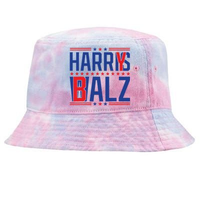 Funny Harris Walz 24 Harry Balz 2024 Meme Democratics Vote Tie-Dyed Bucket Hat