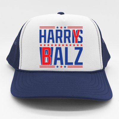 Funny Harris Walz 24 Harry Balz 2024 Meme Democratics Vote Trucker Hat