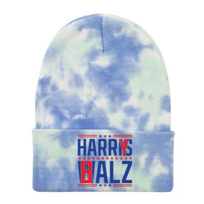 Funny Harris Walz 24 Harry Balz 2024 Meme Democratics Vote Tie Dye 12in Knit Beanie