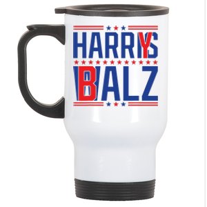 Funny Harris Walz 24 Harry Balz 2024 Meme Democratics Vote Stainless Steel Travel Mug