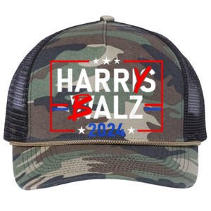 Funny Harris Walz 24 Harry Balz 2024 Meme Democratics Vote Retro Rope Trucker Hat Cap