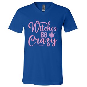 Funny Halloween Witches Be Crazy Ghost Graphic Cool Gift V-Neck T-Shirt