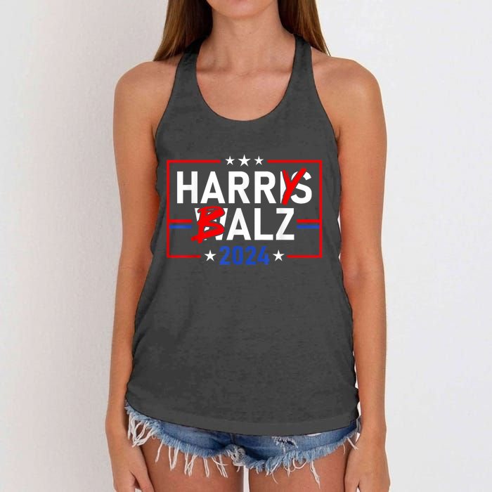 Funny Harris Walz 24 Harry Balz 2024 Meme Democratics Vote Women's Knotted Racerback Tank