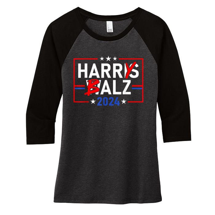 Funny Harris Walz 24 Harry Balz 2024 Meme Democratics Vote Women's Tri-Blend 3/4-Sleeve Raglan Shirt