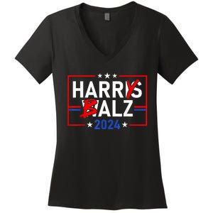 Funny Harris Walz 24 Harry Balz 2024 Meme Democratics Vote Women's V-Neck T-Shirt