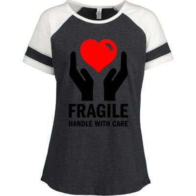 Fragile Handle With Care Loveheart Gift Enza Ladies Jersey Colorblock Tee