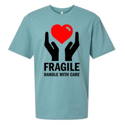 Fragile Handle With Care Loveheart Gift Sueded Cloud Jersey T-Shirt