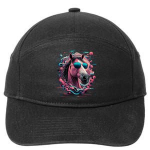 Funny Horse Wearing Sunglasses Abstract Art Tall Sweatshirt 7-Panel Snapback Hat