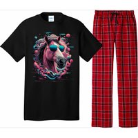 Funny Horse Wearing Sunglasses Abstract Art Tall Sweatshirt Pajama Set