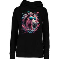 Funny Horse Wearing Sunglasses Abstract Art Tall Sweatshirt Womens Funnel Neck Pullover Hood