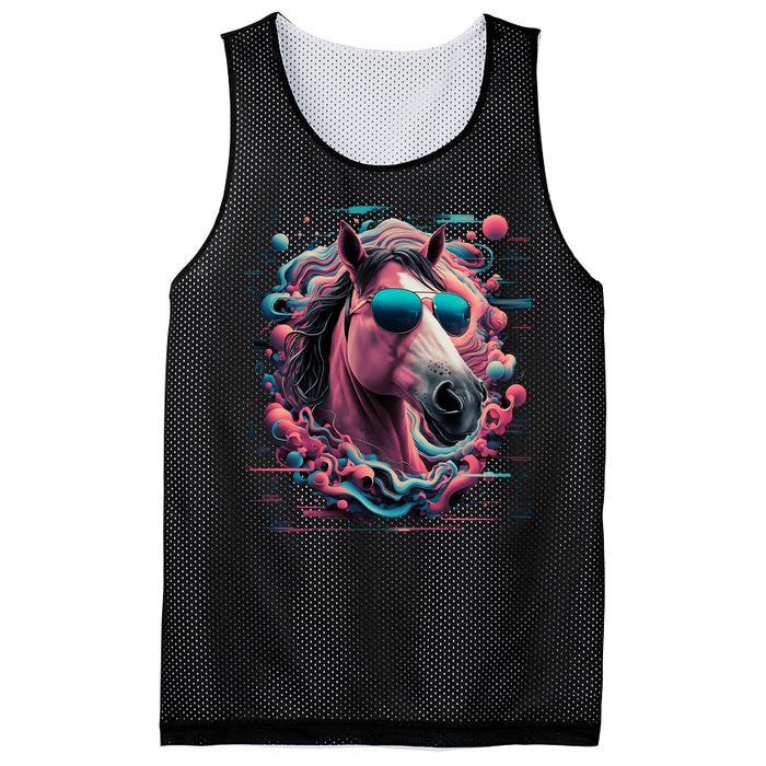 Funny Horse Wearing Sunglasses Abstract Art Tall Sweatshirt Mesh Reversible Basketball Jersey Tank