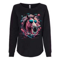 Funny Horse Wearing Sunglasses Abstract Art Tall Sweatshirt Womens California Wash Sweatshirt