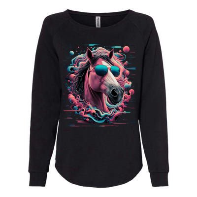 Funny Horse Wearing Sunglasses Abstract Art Tall Sweatshirt Womens California Wash Sweatshirt