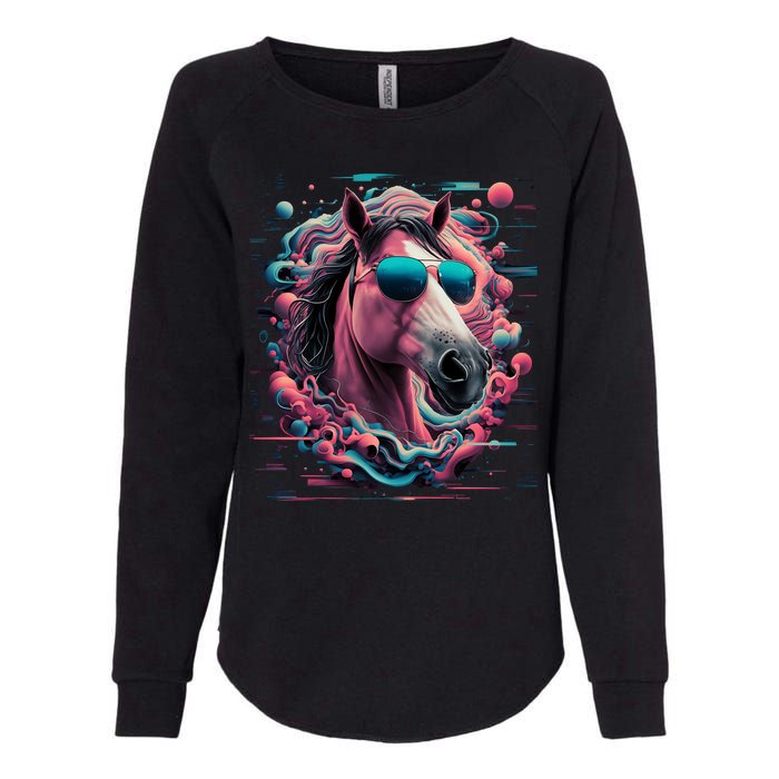 Funny Horse Wearing Sunglasses Abstract Art Tall Sweatshirt Womens California Wash Sweatshirt