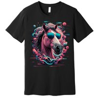 Funny Horse Wearing Sunglasses Abstract Art Tall Sweatshirt Premium T-Shirt