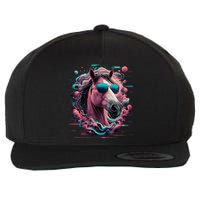 Funny Horse Wearing Sunglasses Abstract Art Tall Sweatshirt Wool Snapback Cap