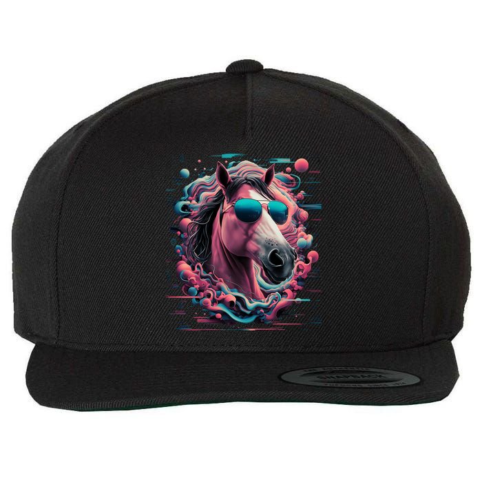 Funny Horse Wearing Sunglasses Abstract Art Tall Sweatshirt Wool Snapback Cap