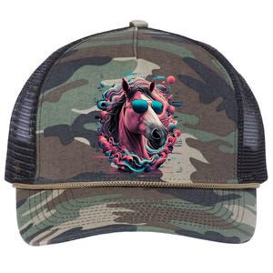 Funny Horse Wearing Sunglasses Abstract Art Tall Sweatshirt Retro Rope Trucker Hat Cap