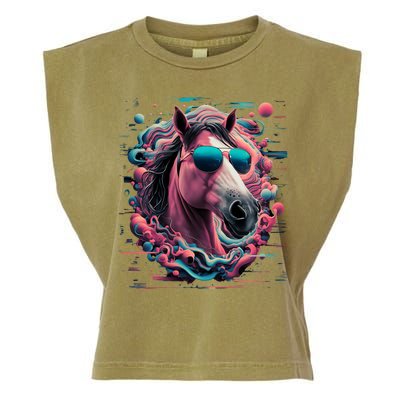 Funny Horse Wearing Sunglasses Abstract Art Tall Sweatshirt Garment-Dyed Women's Muscle Tee