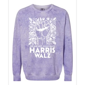 Floral Harris Walz We Are Not Going Back Gift Colorblast Crewneck Sweatshirt