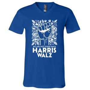 Floral Harris Walz We Are Not Going Back Gift V-Neck T-Shirt