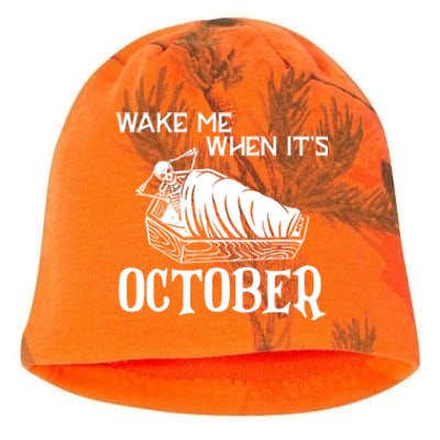 Funny Halloween Wake Me When Its October Design Gift Kati - Camo Knit Beanie