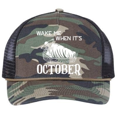 Funny Halloween Wake Me When Its October Design Gift Retro Rope Trucker Hat Cap