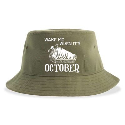 Funny Halloween Wake Me When Its October Design Gift Sustainable Bucket Hat