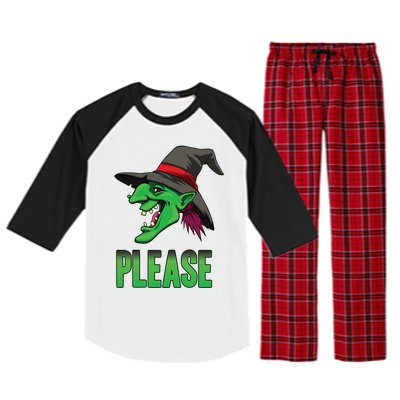 Funny Halloween Witch Please Gift Raglan Sleeve Pajama Set