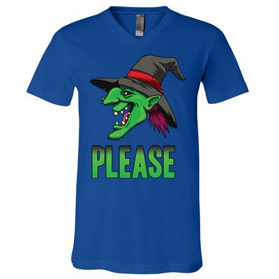 Funny Halloween Witch Please Gift V-Neck T-Shirt