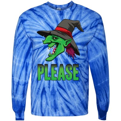 Funny Halloween Witch Please Gift Tie-Dye Long Sleeve Shirt