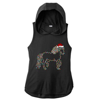 Funny Horse Xmas Lighting Santa Hat Horse Christmas Gift Ladies PosiCharge Tri-Blend Wicking Draft Hoodie Tank