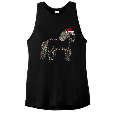 Funny Horse Xmas Lighting Santa Hat Horse Christmas Gift Ladies PosiCharge Tri-Blend Wicking Tank