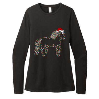 Funny Horse Xmas Lighting Santa Hat Horse Christmas Gift Womens CVC Long Sleeve Shirt