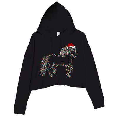 Funny Horse Xmas Lighting Santa Hat Horse Christmas Gift Crop Fleece Hoodie