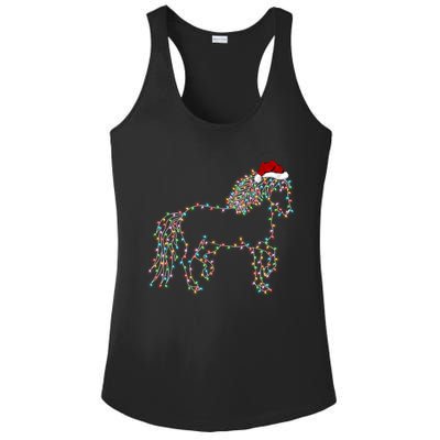 Funny Horse Xmas Lighting Santa Hat Horse Christmas Gift Ladies PosiCharge Competitor Racerback Tank