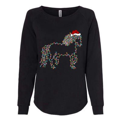 Funny Horse Xmas Lighting Santa Hat Horse Christmas Gift Womens California Wash Sweatshirt