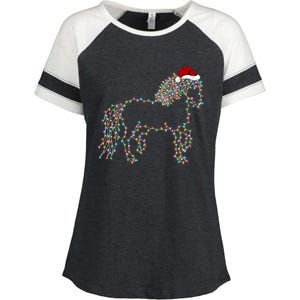 Funny Horse Xmas Lighting Santa Hat Horse Christmas Gift Enza Ladies Jersey Colorblock Tee