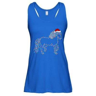 Funny Horse Xmas Lighting Santa Hat Horse Christmas Gift Ladies Essential Flowy Tank