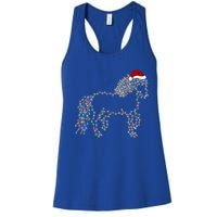 Funny Horse Xmas Lighting Santa Hat Horse Christmas Gift Women's Racerback Tank